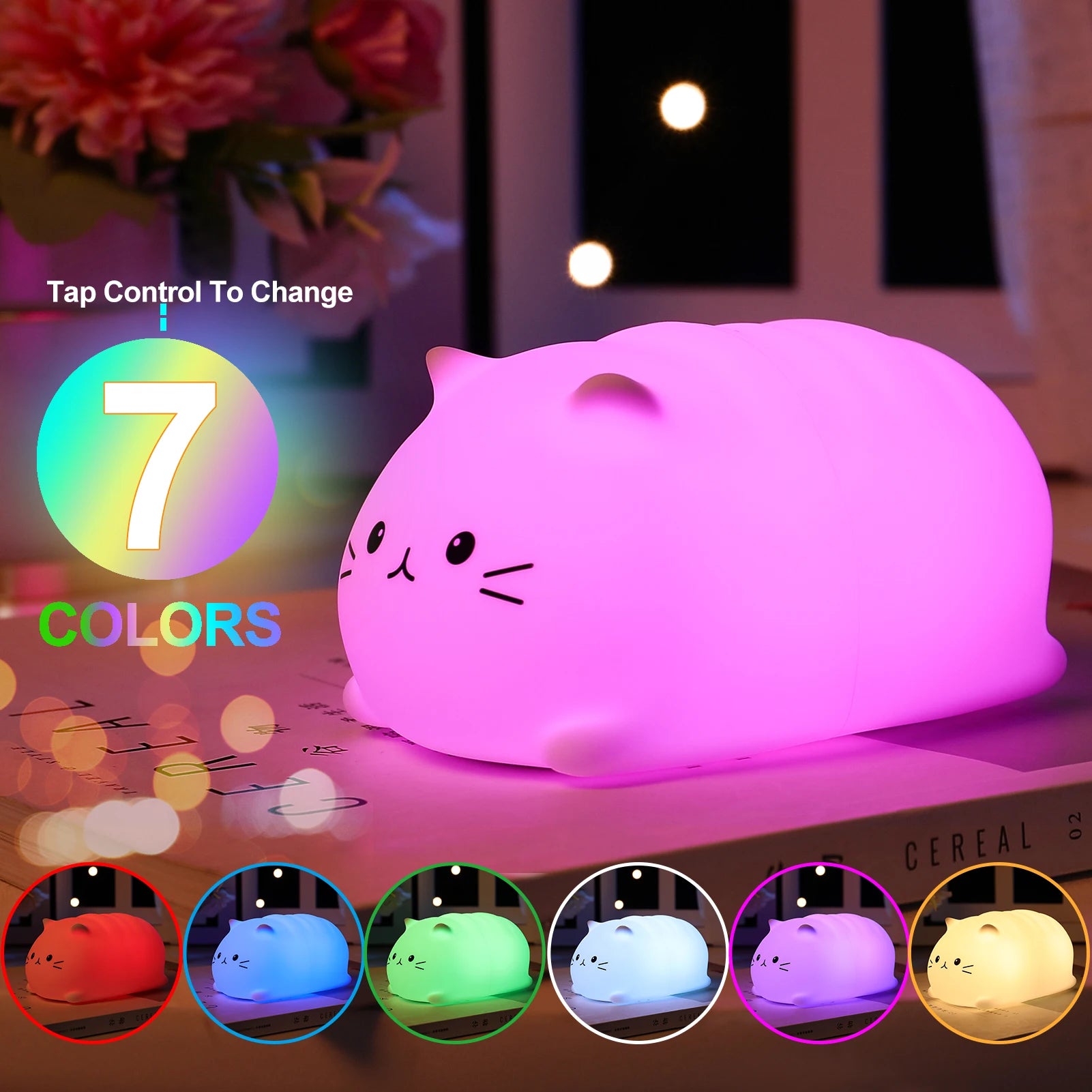 Lumină de noapte LED Soft Cat 