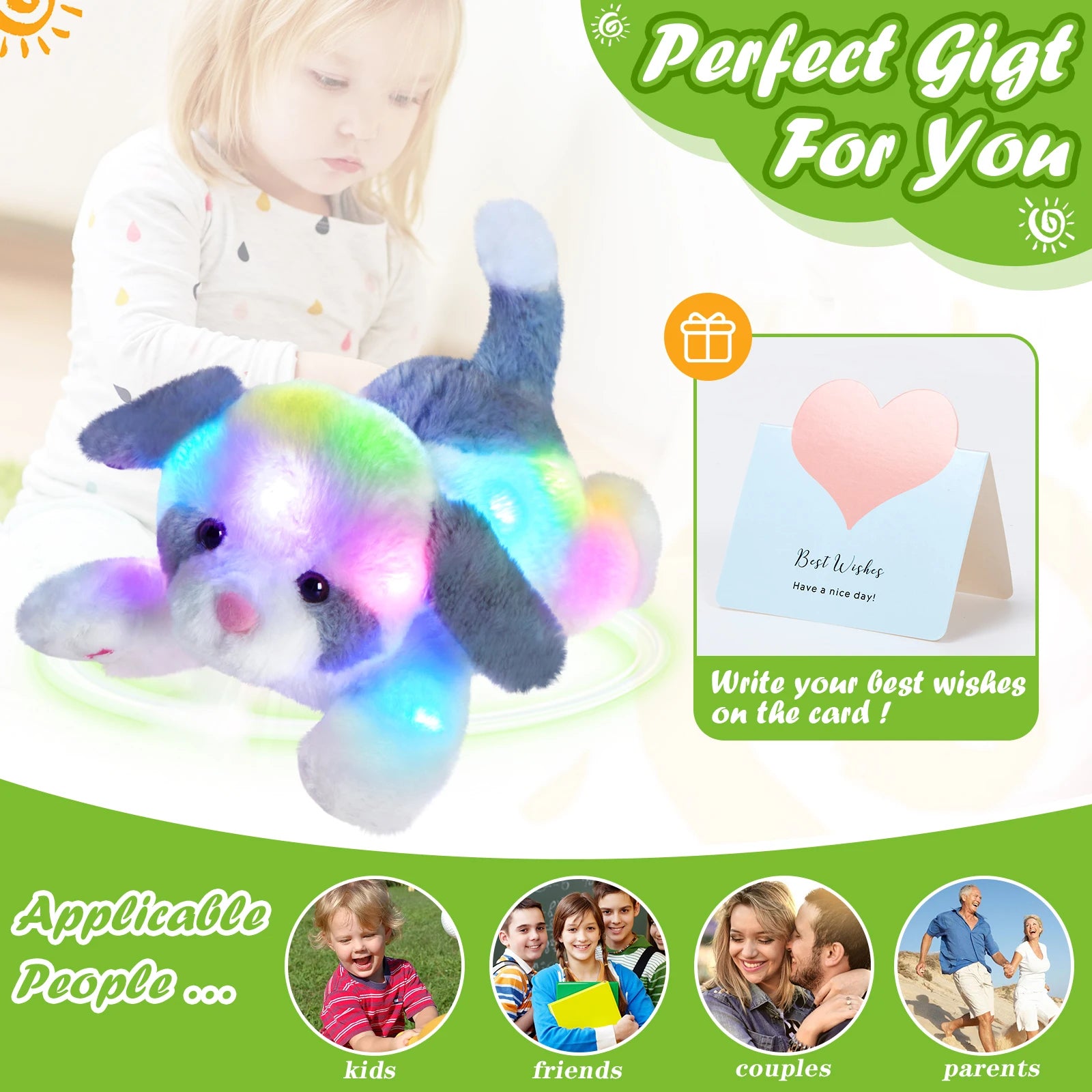 35cm LED Light Musical Luminous Plush Toy Dog