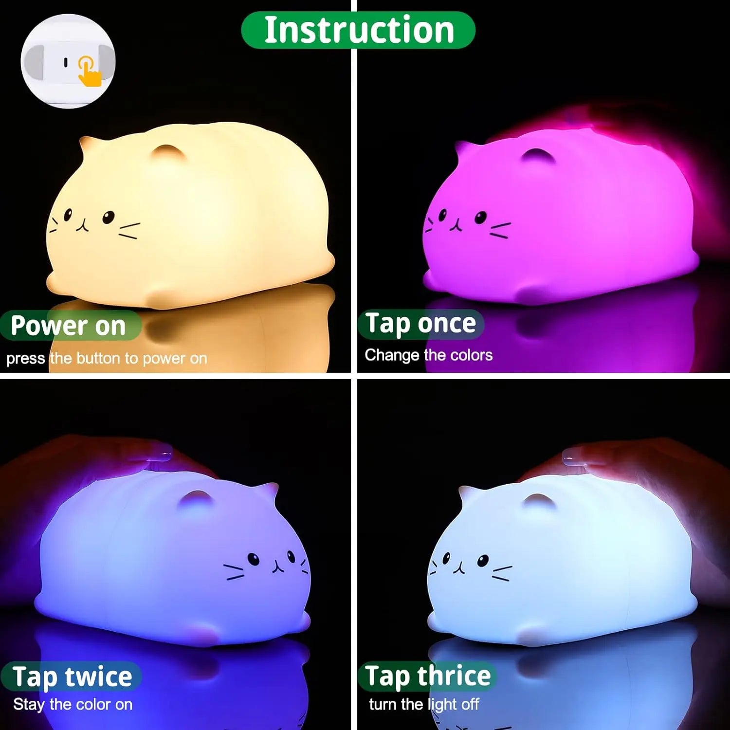 Lumină de noapte LED Soft Cat 