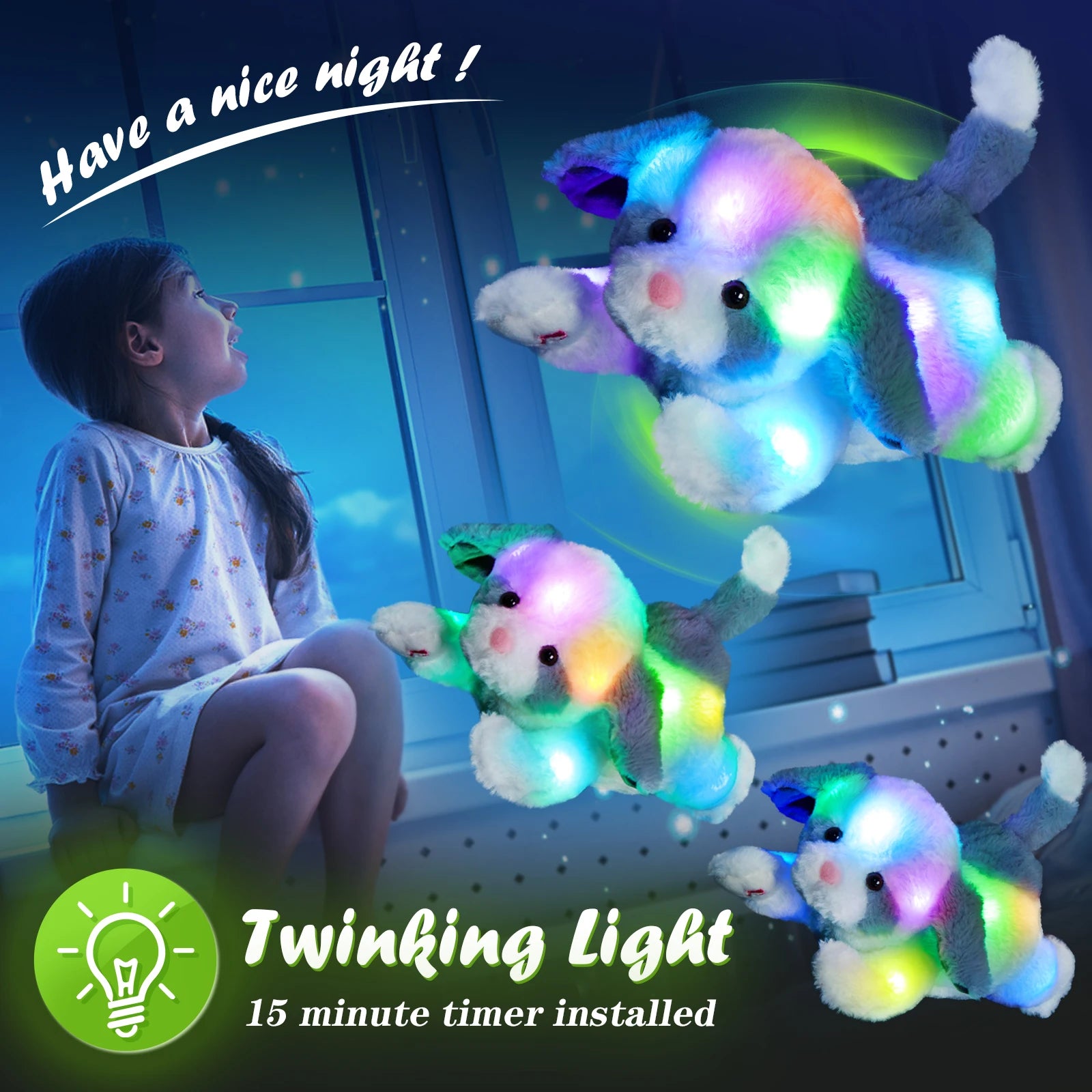 35cm LED Light Musical Luminous Plush Toy Dog
