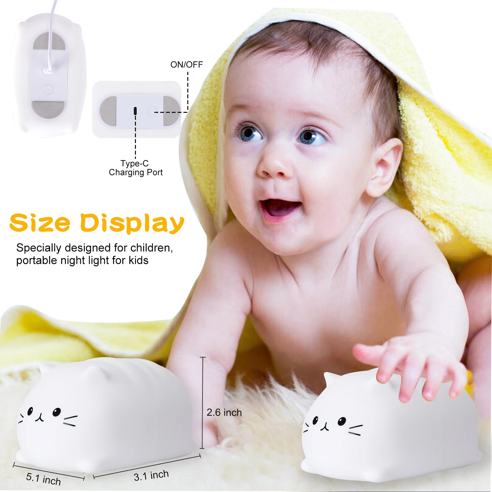 Lumină de noapte LED Soft Cat 